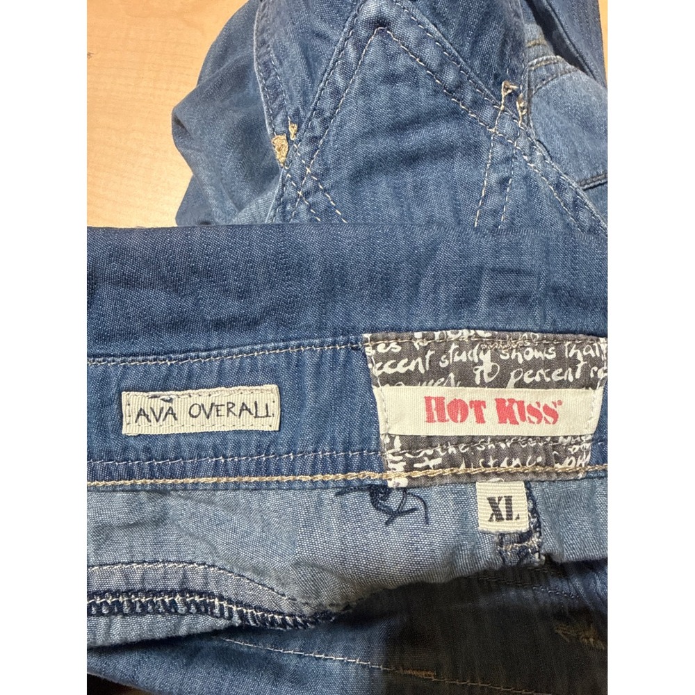 Hot Kiss Ava Denim Overalls Womens XL Blue Distressed Bib Adjustable Straps - Picture 5 of 5